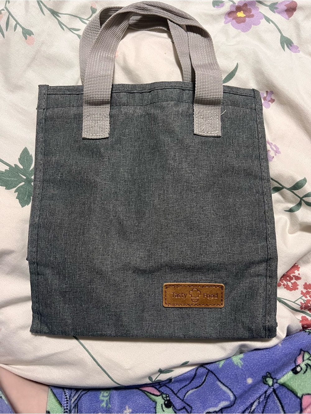 Gray Insulated Lunch Tote Bag